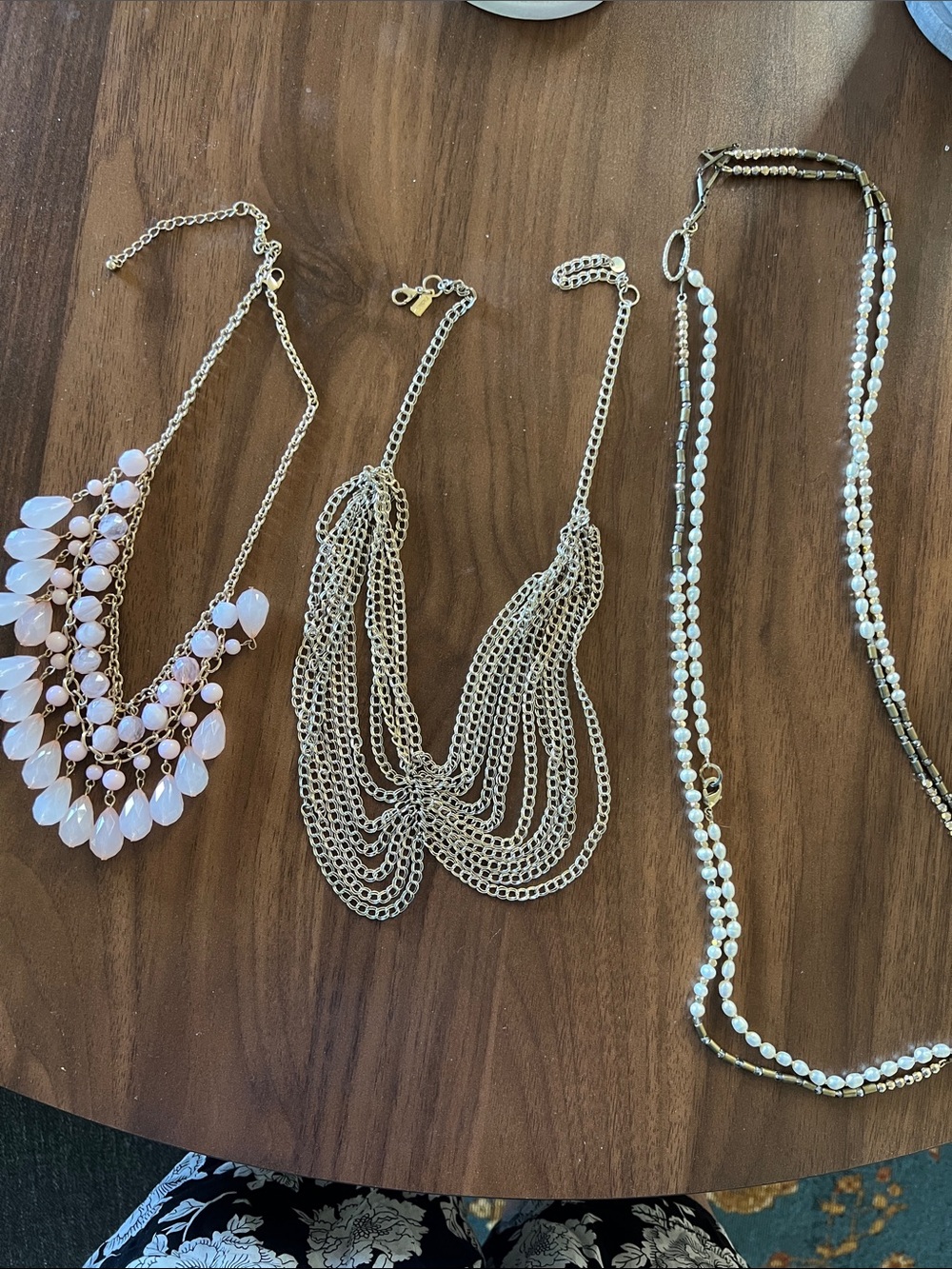 Bundle of 3 Gold statement necklaces with beads